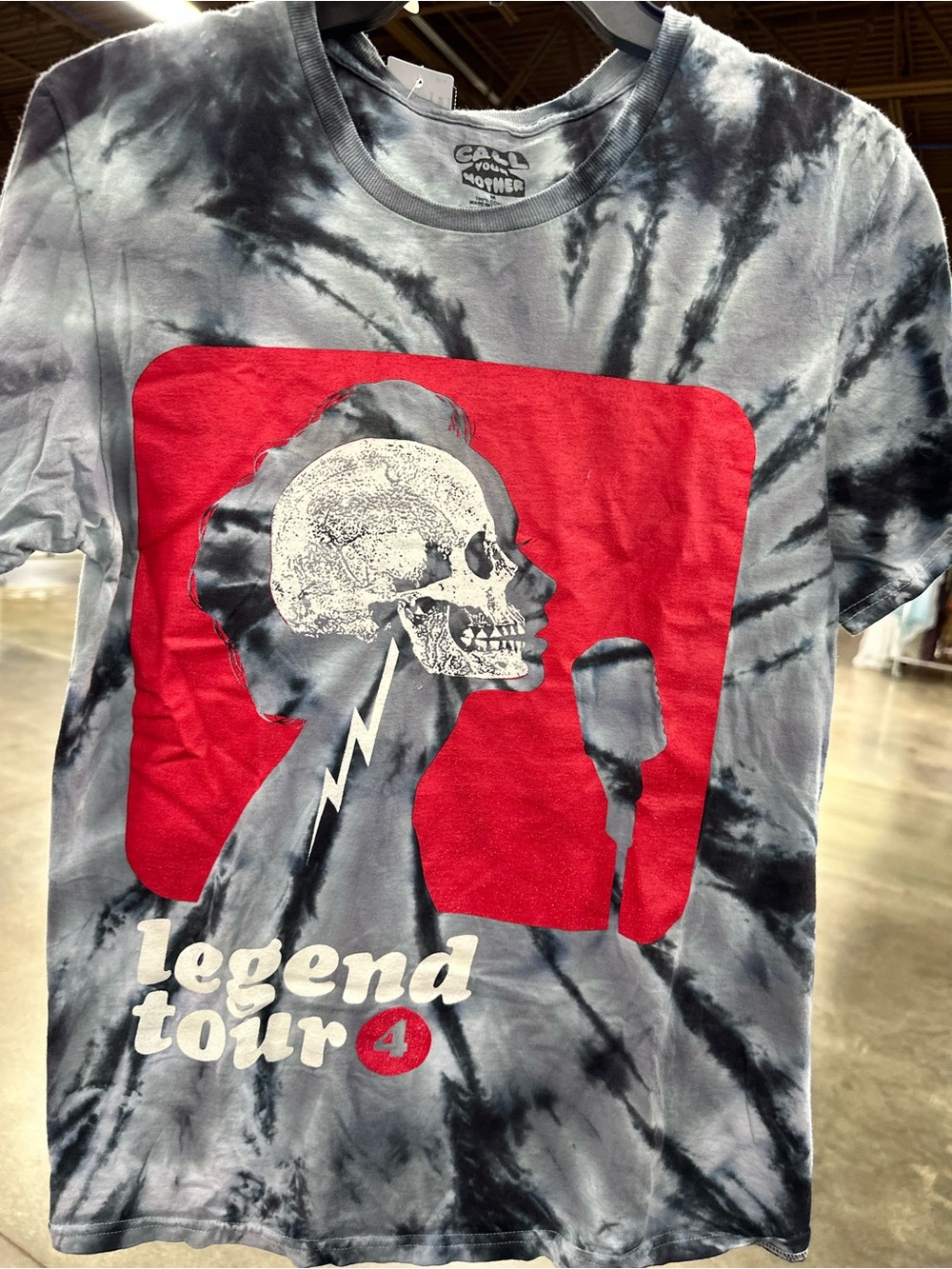 Call your mother Gray Tie-Dye 'Legend Tour' Short Sleeve Tee with Red Graphic M
